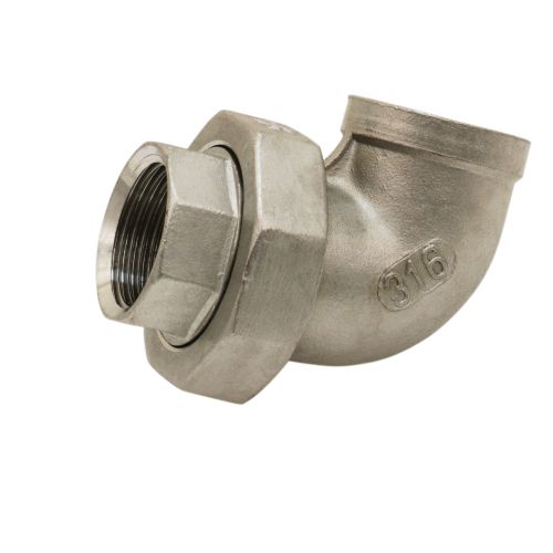 Coude Union Femelle x Femelle - 3 Pieces - Acier Inox 316