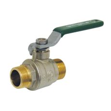 VANNE À SPHÈRE LAITON MÂLE X MÂLE - NF - POIGNÉE ACIER PLATE VERTE