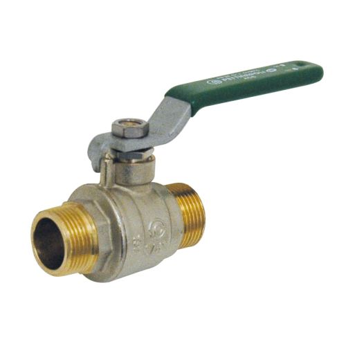 Vanne À Sphère Laiton Mâle x Mâle - Nf - Poignée Acier Plate Verte