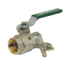 VANNE À SPHÈRE LAITON - FEMELLE X FEMELLE - NF - POIGNÉE PLATE VERTE