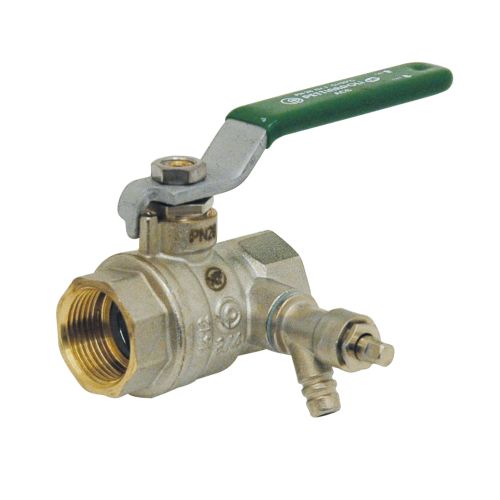 Vanne À Sphère Laiton - Femelle x Femelle - Nf - Poignée Plate Verte