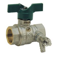 VANNE À SPHÈRE LAITON - FEMELLE X FEMELLE - NF - MANETTE PAPILLON VERTE