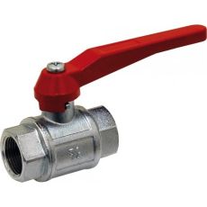 VANNE À SPHÈRE LAITON F/F - PASSAGE INTÉGRAL - SÉRIE INDUSTRIE - POIGNÉE ALUMINIUM ROUGE