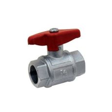 VANNE À SPHÈRE LAITON F/F - PASSAGE INTÉGRAL - SÉRIE INDUSTRIE - MANETTE PAPILLON ROUGE