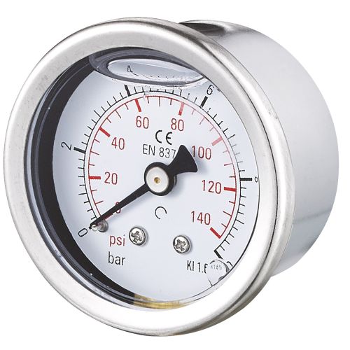 Manomètre glycériné boîtier inox Ø40 raccord axial 1/8"G