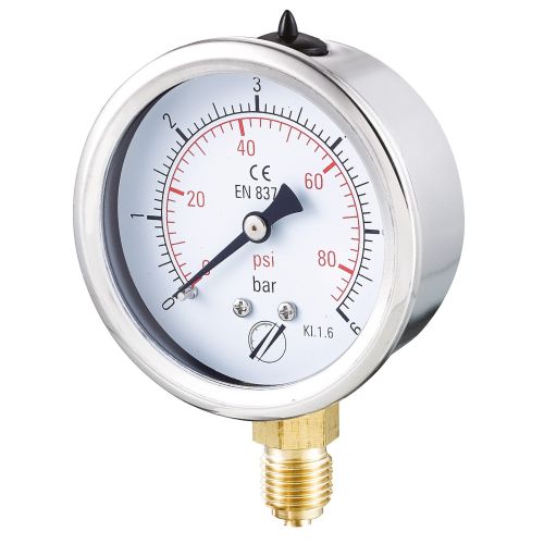 Manomètre sec boîtier inox Ø63 raccord vertical 1/4"G