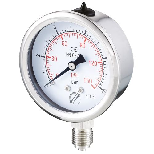Manomètre sec tout inox Ø63 raccord vertical 1/4"G