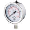 Manomètre glycériné tout inox Ø63 raccord vertical 1/4"G