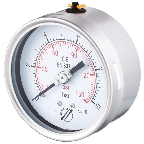 Manomètre sec tout inox Ø100 raccord arrière 1/2"G