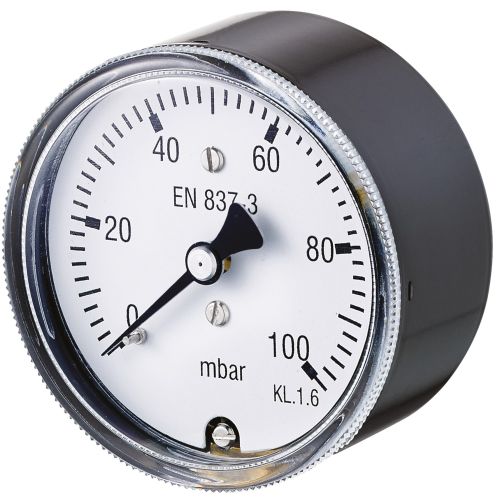 Manomètre à capsule boîtier acier noir Ø63 - raccord laiton axial 1/4"G