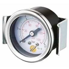 Manomètre sec boîtier acier Ø40 + étrier, raccord axial 1/8