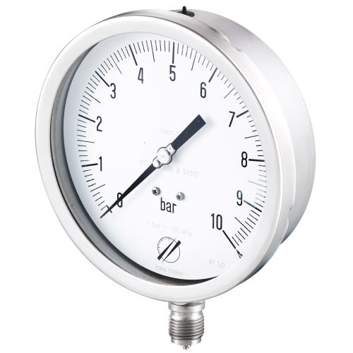 Manomètre de vérification tout inox Ø150 raccord vertical 1/2"G