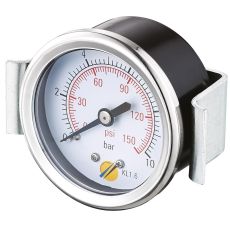 Manomètre sec boîtier acier Ø50 + étrier, raccord axial 1/4