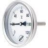 Thermomètre bimétallique tout inox Ø100 mm - plongeur axial Ø 8 x 160 mm