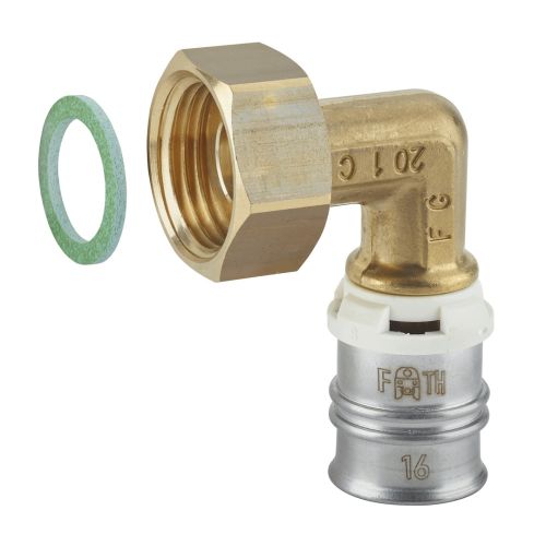 Coude écrou tournant 90° multicouche à sertir - Ø 16 à Ø 32 - Pour système multicouche - Raccord Alpex-Duo XS sans plomb