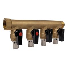 Collecteur avec vannes PER à sertir MF 3/4'' en laiton - Raccords Radiaux - Pour Tubes PER Ø 10 x 12