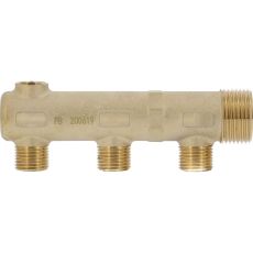Collecteur Hydrodistribution laiton simple mâle 1'' - avec prise de purge F3/8'' - 3 à 6 sorties 1/2''